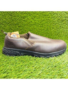 Avenger Flight Low Mens Size 12E Brown Black Alloy Toe Safety Work Slip-On Shoes